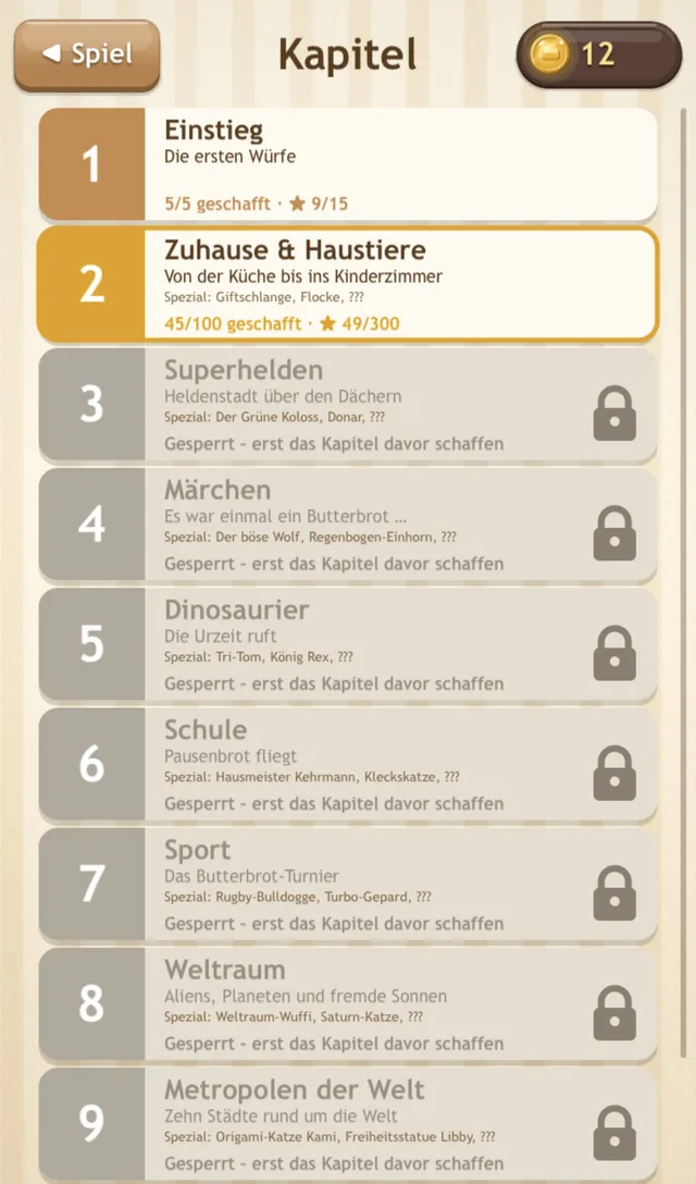 Kapitelübersicht mit neun Kapiteln.